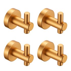Round Base Wall Hanging Hook With Screws- Brushed Gold Hook, 4 Pack, For Entry Shoe Cabinet, Wardrobe Bathroom Bedroom Furniture Hardware (Option: Gold-4pcs)