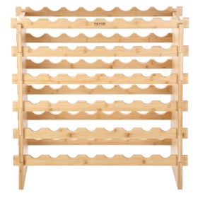 VEVOR 48 Bottle Stackable Modular Wine Rack Bamboo Wood Display Shelf 6-Tier (Option: Natural color)