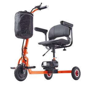 VEVOR Foldable 3 Wheel Mobility Scooter For Seniors, Portable Electric Powered Mobility Scooter With 12 Mile Long Range, All Terrain Travel Wheel (Color: Orange)