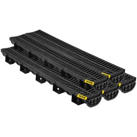VEVOR Trench Drain System, Channel Drain With Plastic Grate, 5.7x3.1-Inch HDPE Drainage Trench, Black Plastic Garage Floor Drain, 5x39 Trench Dra (Option: Black 5PCS)