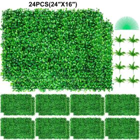 VEVOR Artificial Boxwood Panel UV 24pcs Boxwood Hedge Wall Panels Artificial Grass Backdrop Wall  4 Cm Green Grass Wall, Fake Hedge For Decor Pri (Option: Green 24pcs)