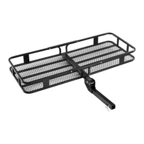 500 Lbs Hitch Cargo Carrier Folding Hitch Cargo Carrier With Cargo Net (Color: Black)
