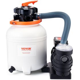 VEVOR Sand Filter Pump For Above Ground Pools, 12-inch, 3000 GPH,Swimming Pool Pumps System & Filters Combo Set With 6-Way Multi-Port Valve & Str (Option: Black White)