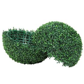 VEVOR Artificial Topiaries Boxwood Trees, 20Tall  2 Pieces , Ball Shape Faux Topiaries Plant, All Year Green Feaux Plant Decorative Balls For Bac (Color: Green)