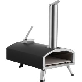 VEVOR 12Outdoor Pizza Oven Portable Wood Pellet Pizza Oven Iron Spray Camping (Color: Black)