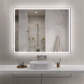 Modern LED Smart Mirror With Hiden Light Bathroom Mirror, Front Lit & Back Lit With 3 Color Adjustable, Memory Function, Anti-Fog, Time Mode Cont (Option: Transparent)