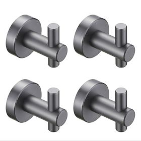 Round Base Wall Hanging Hook With Screws- Gun Grey Hook, 4 Pack, For Entry Shoe Cabinet, Wardrobe Bathroom Bedroom Furniture Hardware (Option: Gun ash)
