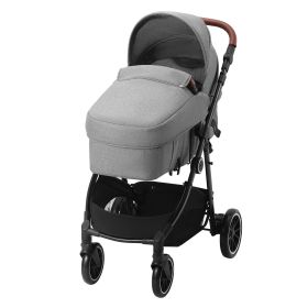 VEVOR Standard Baby Stroller, Infant Toddler Stroller With Bassinet, 3rd-Gear Adjustable Backrest & Foldable & Reversible Seat, Carbon Steel Newb (Color: Dark grey)