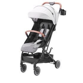 VEVOR Standard Baby Infant Stroller, Toddler Stroller Adjustable Backrest Adjustable Footrest & One-click Folding, Newborn Stroller With Cup Hold (Color: Light Grey)