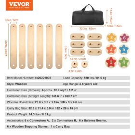 VEVOR Kids Balance Beam Stepping Stones Gymnastics Children Balance Board 6 PCS (Option: Sx20221008)