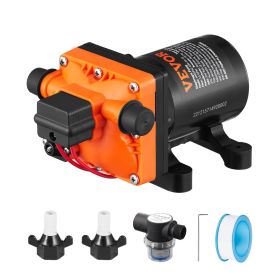 VEVOR Water DiaphragmPump, 12V DC, 3.5 GPM Flow, 55 PSI Rated Pressure 40-80 PSI Adjustable MNPT Self Priming SprayerPump With PressureSwitch For (Option: Black Orange)