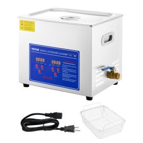 VEVOR Professional Ultrasonic Cleaner, 10L Ultrasonic Jewelry Cleaner With Digital Timer & Heater, Stainless Steel Industrial SonicCleaner 40kHz (Option: 330x270x275mm)