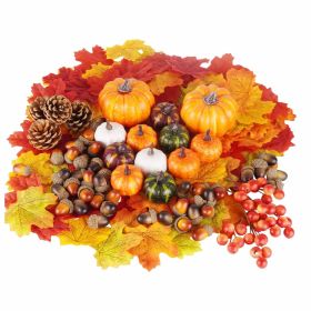 162PCS Artificial Harvest Decoration Set Realistic Maple Leaf Acorn Pumpkin Home Table Decoration for Festive Vibe (Option: as picture)