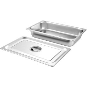 VEVOR 4 Pack Steam Table Pans 20.9 X 12.8 X 3.9 Inch Deep Steam Table Pan Full Size 13L Deep Food Container Stainless Steel Oven Tray Hotel Pans (Color: Silver)