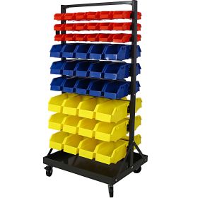 90 Parts Box Shelf Storage Organizer With Locking Wheels For Shops, Garages And Homes (Option: Parts box shelves)