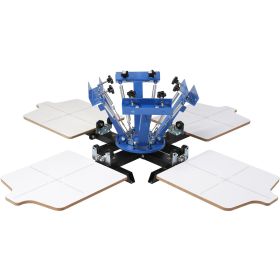 VEVOR Screen Printing Machine, 4 Color 4 Station  Rotable Silk Screen Printing Press, 21.2x17.7in Screen Printing Press, Double-layer Positioning (Option: 4Color 4Station)