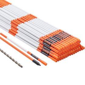 VEVOR Driveway Markers100PCS 48 Inch, 0.4 Inch Diameter, Orange Fiberglass Poles Snow Stakes With Reflective Tape, Steel Drill Bit & Protection G (Option: 100PCS)