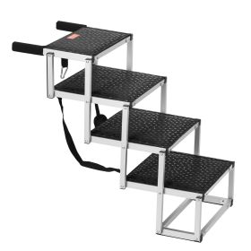 VEVOR Dog Stair For Cars 4-step Folding Dog Steps Aluminum Loads Up To 150 Lbs (Option: 4step Folding Dog Steps)