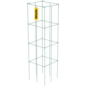 VEVOR Tomato Cages, 10 Packs Square Plant Support Cages, Green PVC-Coated Steel Tomato Towers For Climbing Vegetables, Plants, Flowers, Fruits (Option: 30x30x117cm)