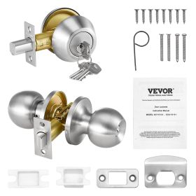 Entry Door Knob And Deadbolt Set Satin Nickel Single Cylinder Deadbolt (Option: Knob And Deadbolt Set)