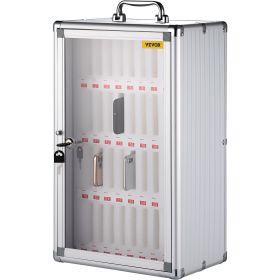 VEVOR 36 Slots Cell Phone Cabinet Silver Aluminum Alloy Pocket Chart Storage Locker Box W Portable Handle, Key Lock & Handwritten Tags, Wall Moun (Option: 32x20x51 cm)