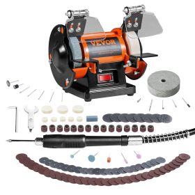 VEVOR Bench Polisher & Buffing Machine For Metal Jewelry Wood - With Wool & Abrasive Wheels, 100 Tools, 3590RPM (Option: 50W)