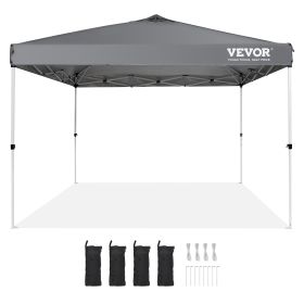 VEVOR Pop Up Canopy Tent, 10 X 10 Ft, 250 D PU Silver Coated Tarp, With Portable Roller Bag And 4 Sandbags, Waterproof And Sun Shelter Gazebo For (Option: Dark gray)