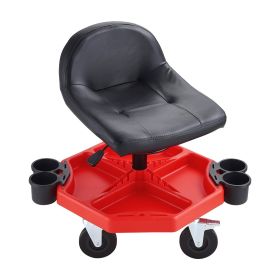 VEVOR Mechanics Swivel Seat 300 LBS Rolling Work Stool Height Adjustable Seat (Option: Black Red)