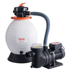 VEVOR Sand Filter Pump For Above Ground Pools, 16-inch, 3500 GPH, 1 HP Swimming Pool Pumps System & Filters Combo Set With 6-Way Multi-Port Valve (Option: Black White)